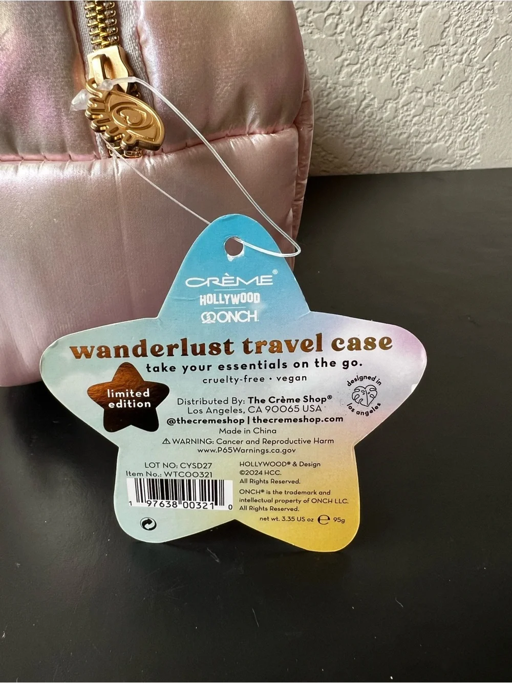 NWT The Crème Shop x Hollywood Limited Edition Pink Puffer Makeup Cosmetic Bag